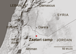 syria jordan border map zaatari