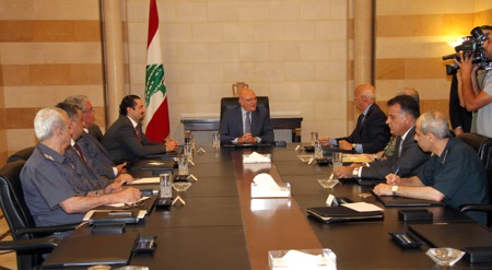 A political and security meeting got underway at the Grand Serail under the chairmanship of PM Salam and in the presence of former Premier  Saad Hariri and the ministers of defense and interior and key security officials .  The meeting is aimed at discussing the needs of military forces and set a mechanism to spend the Saudi grant.