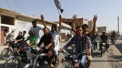Some residents of Tabqa and IS militants celebrated the news of the base's capture