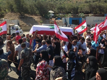 Funeral of Lebanese soldier  Al Sayyed who was recently beheaded by the Islamic State 
