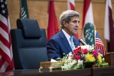 U.S. Secretary of State John Kerry makes a statement in Jeddah