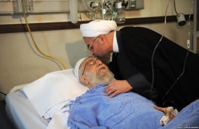 Iranian President Hassan Rohani visits Supreme Leader Ayatollah Ali Khamenei in the hospital on September 8.
