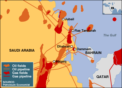 saudi Arabian oil fields map