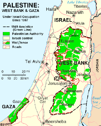 Palestine Map West Bank And Gaza 