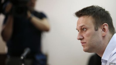 Opposition leader and anticorruption blogger Aleksei Navalny attends a court hearing in Moscow on August 14.