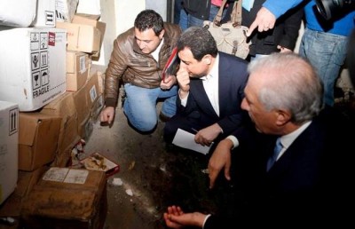 Health Minister Wael Abu Faour inspects the warehouses at Beirut's airport, Tuesday, Dec. 23, 2014. (The Daily Star/Mohammad Azakir) - 