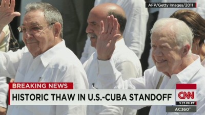 Former President Jimmy Carter appeared with Cuban President Raul Castro in 2011