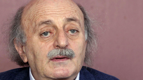 Lebanon's Druze leader Walid Jumblatt speaks during a news conference at his residence in Beirut