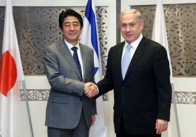 Visitn Japanese Prime Minister Shinzo Abe and Prime Minister Benjamin Netanyahu, January 18, 2015. (photo credit: THE JERUSALEM POST)