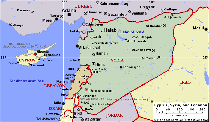 lebanon , syria map