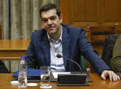 Greek Prime Minister Alexis Tsipras attends a cabinet meeting at the parliament building in Athens, February 21, 2015.  REUTERS/Kostas Tsironis