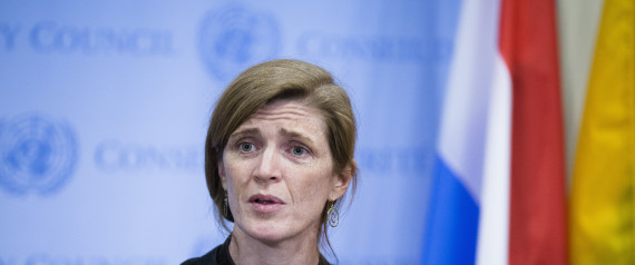 United States U.N. Ambassador Samantha Power speaks to the media following an U.N. Security Council meeting on the Ukraine, Saturday, March 1, 2014, in the United Nations headquarters. (AP Photo/John Minchillo)