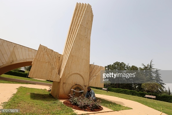 The Armenian Genocide Memorial in Anjar, Lebanon, on April 17, 2015. Ethic Armenians worldwide commemorated the 100th anniversary of the Armenian genocide on April 24, 2015. (Joseph Eid / AFP/Getty Images)