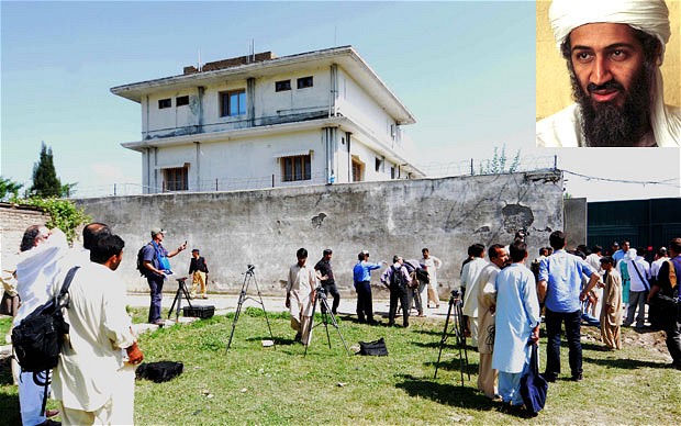The compound in Abbottabad, Pakistan, where Osama bin Laden (inset) lived Photo: EPA 