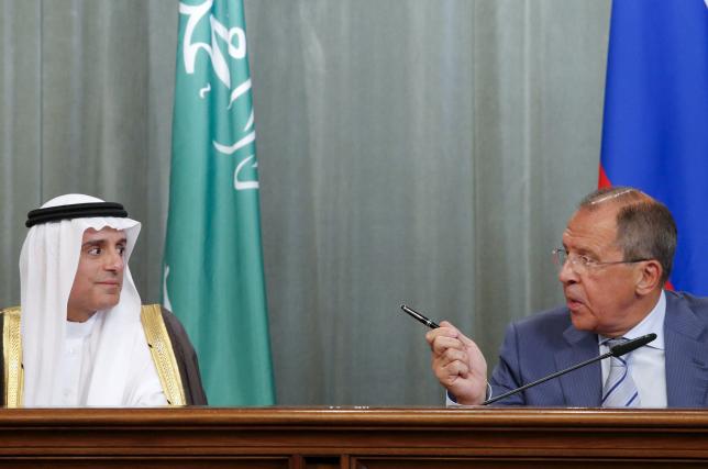 Russia's Foreign Minister Sergei Lavrov (R) and Saudi Foreign Minister Adel al-Jubeir attend a news conference after a meeting in Moscow, Russia, August 11, 2015. REUTERS/Maxim Shemetov