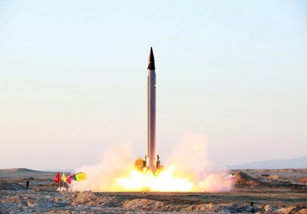 A new Iranian precision-guided ballistic missile is launched as it is tested at an undisclosed location October 11, 2015.  REUTERS/farsnews.com/Handout via Reuters