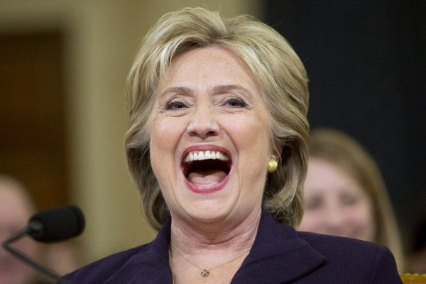 clinton laughs during Benghazi hearing  in 2015 