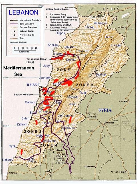 Former US  Ambassador to Lebanon)  Jeffrey Feltman  estimated in 2004 that containing some estimates,  that there are about unexploded 400,000  unexploded mines  in Lebanon. This 1999 map shows the approx . locations the mines . Some countries won’t give Lebanon the maps of the mine locations (Syria and Israel) and many militias don’t want to give that information despite the fact that the civil war ended 25 years ago