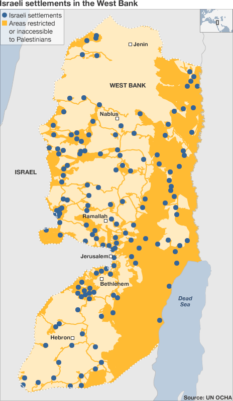  Israeli settlements  in the occupied  West Bank