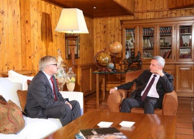 File photo of  Marada movement leader , MP Sleiman Franjieh  with  Russian Ambassador to Lebanon, Alexander Zasypkin.