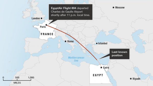 EgyptAir Flight 804 map route