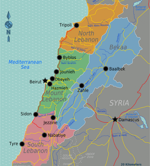 Lebanon election map