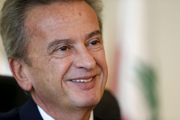 Lebanon's Central Bank Governor Riad Salameh smiles during an interview with Reuters in Beirut, Lebanon November 3, 2015. REUTERS/Mohamed Azakir/File Photo