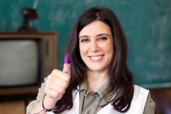 Lebanese actress and director Nadine Labaki, a Beirut Madinati candidate, showed her ink-stained finger after casting her ballot at a polling station during Beirut's municipal elections in Lebanon last May.