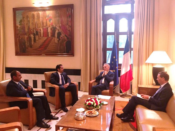 French Foreign Minister Jean-Marc Ayrault  met on Monday  with former Lebanese PM Saad Hariri 