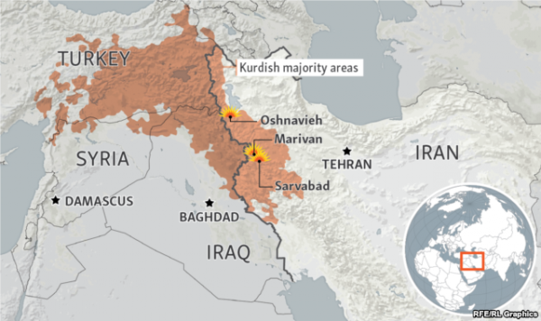 map of kurdish areas