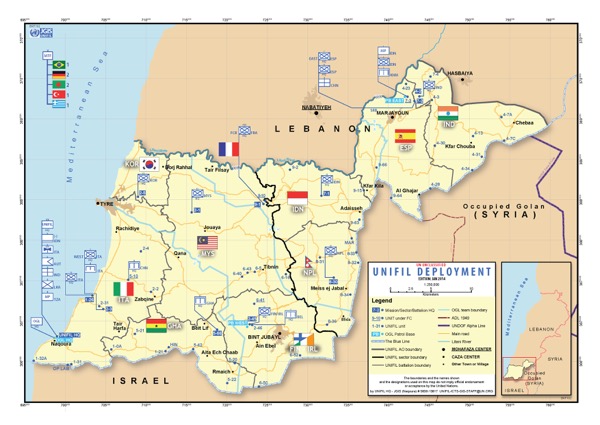 south lebanon map unifil