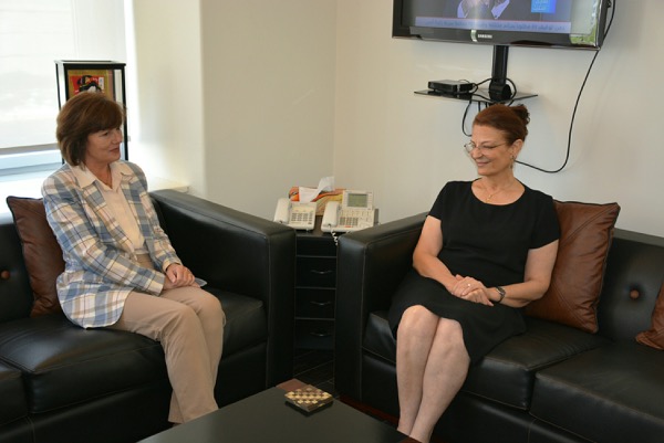 Lebanon Minister of the Displaced Alice Shabtini  with  U.S. Ambassador to Lebanon Elizabeth Richards.