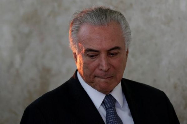 Brazil's President Michel Temer reacts during launch ceremony of the "New School" (Novo Ensino Medio) at the Presidential Palace in Brasilia, Brazil, September 22, 2016. REUTERS/Ueslei Marcelino