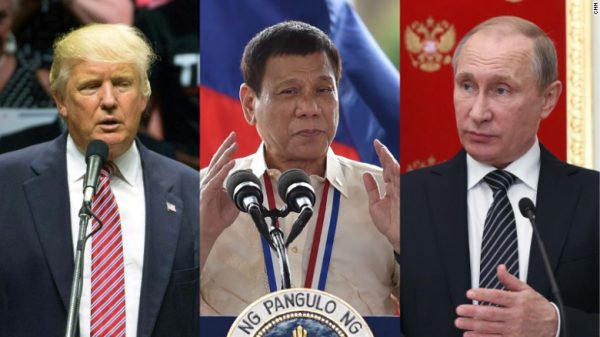 Trump L  Duterte C   Putin R. 2016 is the year of the 'strongman' leader, in Russia, in the Philippines and potentially in the United States. 