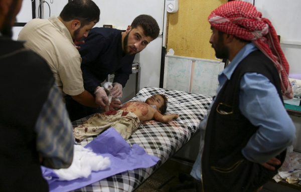 An injured child receives treatment after an airstrike in the rebel held Douma neighbourhood of Damascus, Syria, on August 22. Frederic Hof writes that a colossal mistake has been made by the U.S., one that has been fully exploited by Russia and Iran. BASSAM KHABIEH/REUTERS