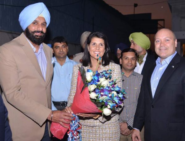 Michael and Nikki Haley greet officials in India, where the governor’s parents were born. JANUARY 116, 2016. Getty