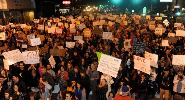 Demonstrators protest the election of President-elect Donald Trump in Denver, Colorado on November 10. | Getty