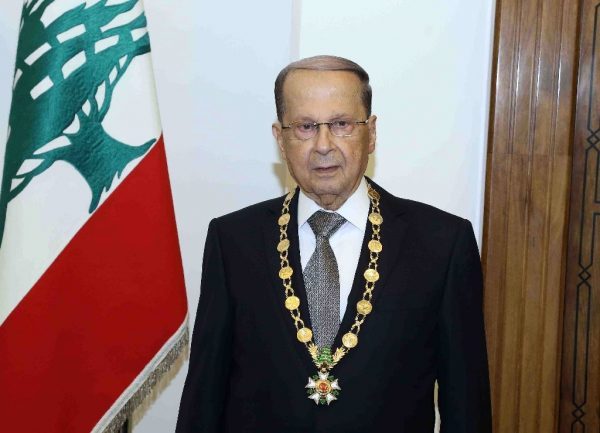 Lebanese President Michel Aoun poses with the presidential medal at the presidential palace of Baabda, east of Beirut on October 31, 2016 Lebanese President Michel Aoun poses with the presidential medal at the presidential palace of Baabda, east of Beirut on October 31, 2016 (AFP Photo/)