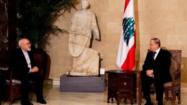 Lebanon's newly elected President Michel Aoun, right, meets with Iranian Foreign Minister Mohammad Javad Zarif at the presidential palace in Baabda, east of Beirut, Lebanon, Monday, Nov. 7, 2016. (AP Photo/Hassan Ammar) (The Associated Press)