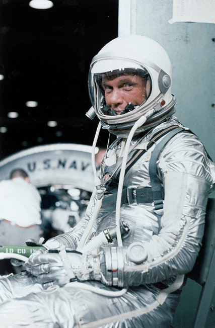 John Glenn wearing a Mercury pressure suit during a preflight training exercise in February 1962 in Cape Canaveral, Fla. Mr. Glenn was hailed as a national hero and a symbol of the space age as the first American to orbit the Earth, then he became a national political figure for 24 years in the United States Senate. CreditNASA, via Associated Press