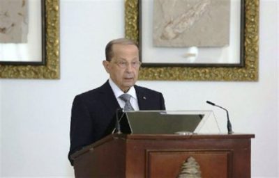 President Michel Aoun addressed the diplomatic corps at Baabda palace on Tuesday January 17, 2017 . Dalati & Nohra