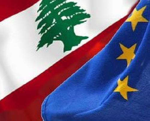 EU, Lebanon flags