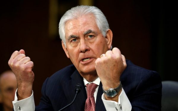 Rex Tillerson testifies during a Senate Foreign Relations Committee confirmation hearing to become U.S. Secretary of State, on Wednesday. (Reuters/Kevin Lamarque)