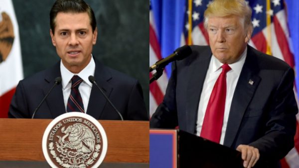 Mexican President Enrique Peña Nieto (L) on Thursday canceled a meeting with US President Donald Trump(R)