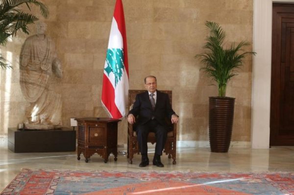 Lebanese president Michel Aoun sits on the president's chair inside the presidential palace in Baabda, near Beirut, Lebanon October 31, 2016. REUTERS/Aziz Taher