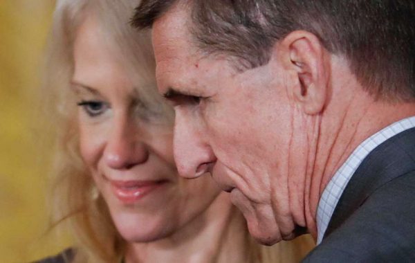 White House counselor Kellyanne Conway (L)  told MSNBC's Steve Kornacki that the president had full confidence in Michael Flynn, yet he resigned just hours later.  She later said   that the decision to resign was his 