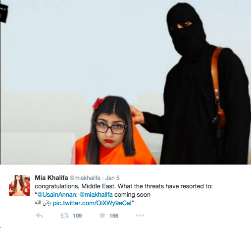 mia khalifa theatened by isis