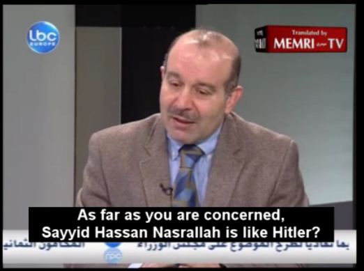 Mustafa Alloush compared Hezbollah chief Hassan Nasrallah in 2012 to Goebbels , Hitler's right hand man and the German politician and Reich Minister of Propaganda of Nazi Germany. "Like Goebbels he does not run the show. The show is run from Iran, by Sayyed Khamenei and the ideology founded by Imam Khomeini.