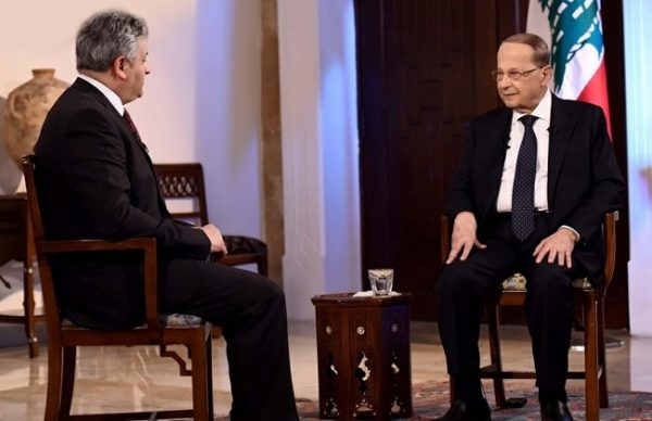 Lebanon President Michel Aoun during an interview with Sat7 channel, Saturday, April 15, 2017. ( credit Dalati&Nohra )