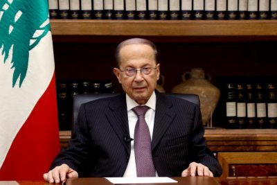 Lebanon's President Michel Aoun is pictured at the Presidential Palace in Baabda, Lebanon April 12, 2017.  At 84 Aoun is 10 years older than Lebanon's  Independence .  Dalati Nohra/Handout via Reuters